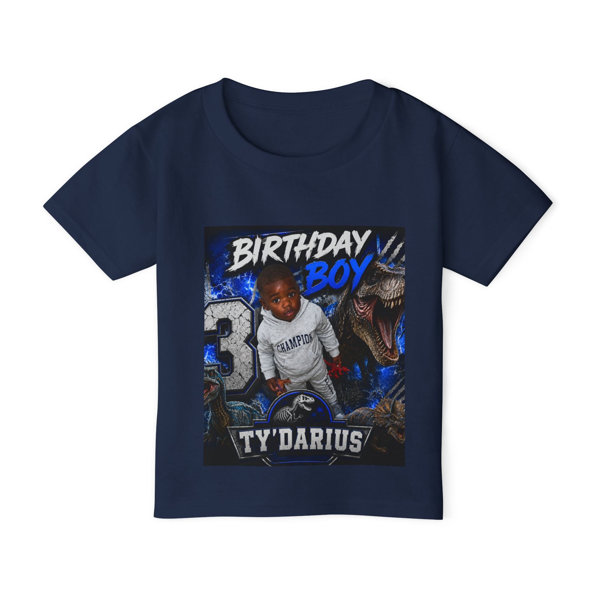 Birthday Boy Toddler T‑Shirt — Personalized 'Ty'Darius' Dino Party Shirt