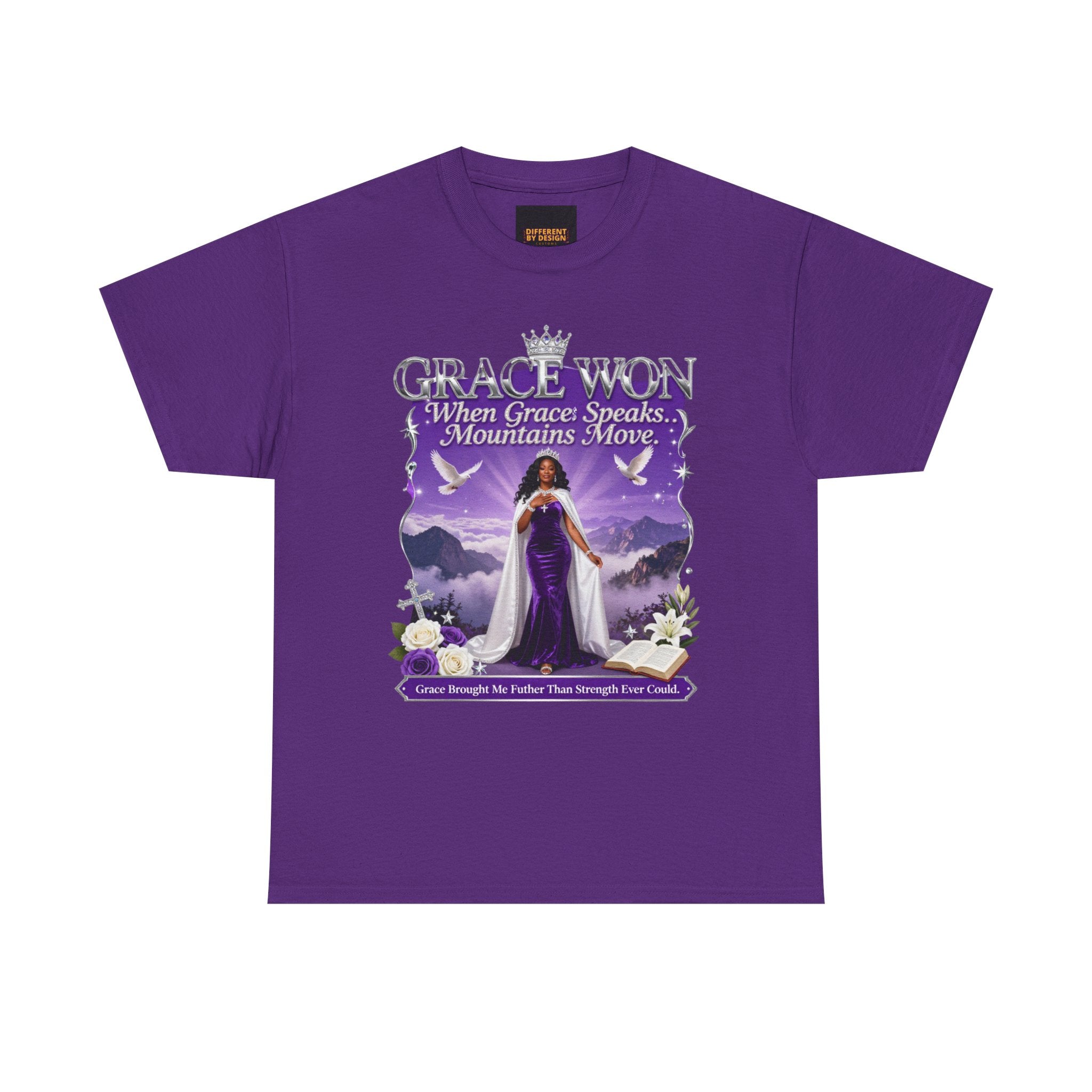 Grace Won 'When Grace Speaks, Mountains Move' Christian T-Shirt — Inspirational Faith Graphic Tee