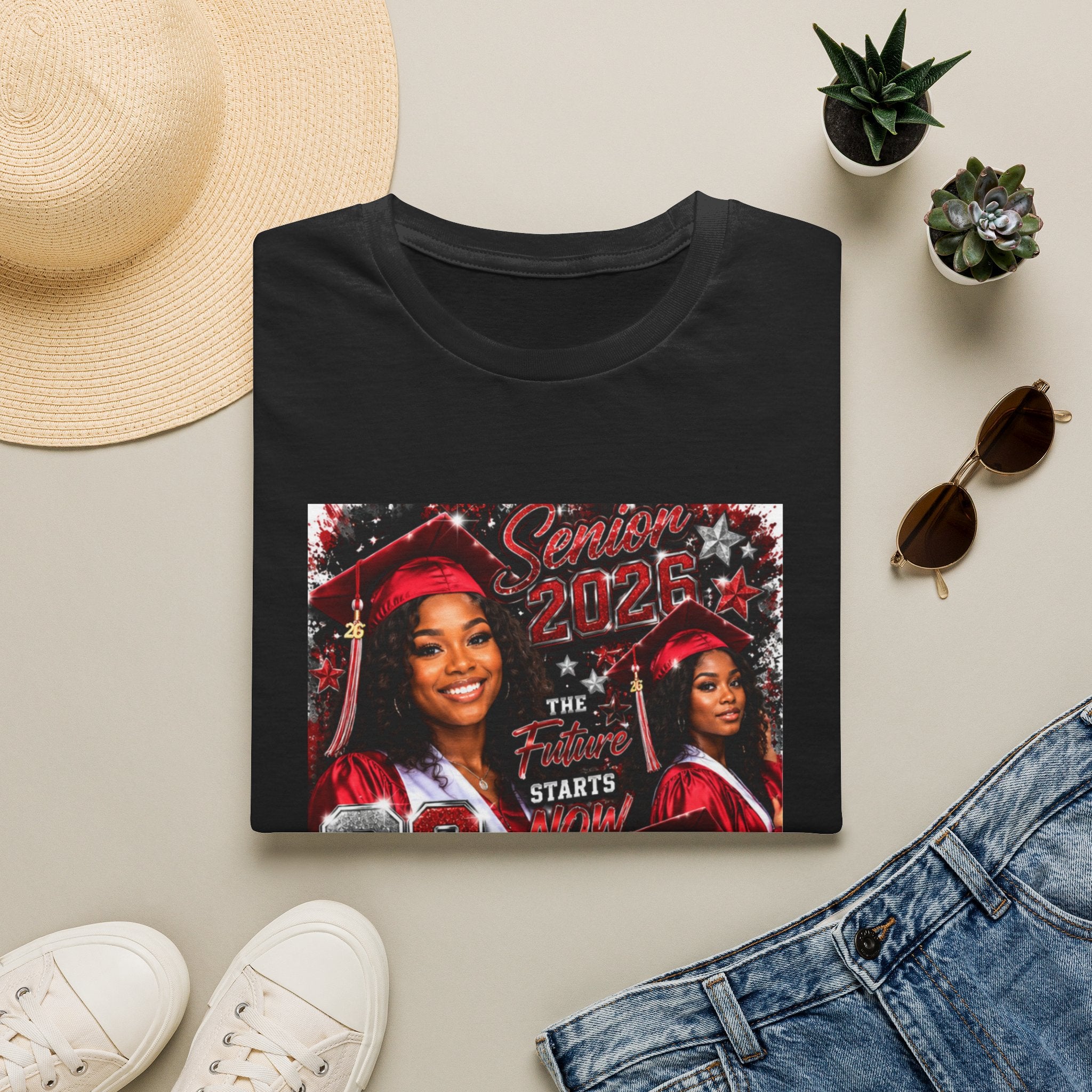 Senior 2026 Graduation T-Shirt — "The Future Starts Now" Cap & Gown Design