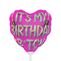 6" Heart Balloon — "It's My Birthday B*tch" Pink Foil Party Balloon