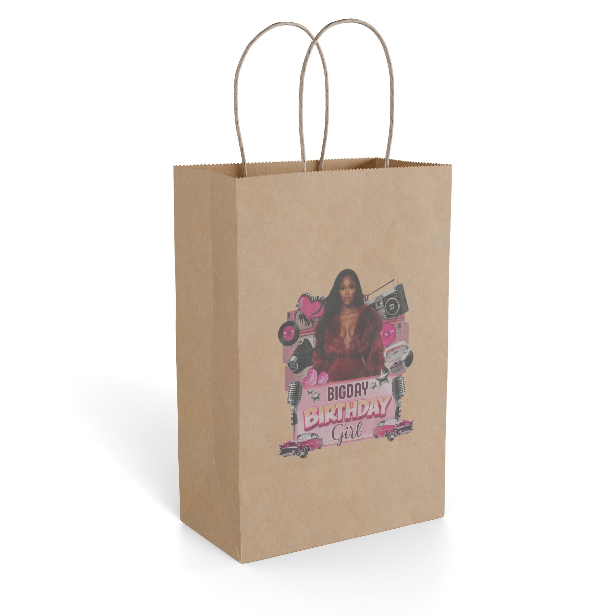 Birthday Girl Paper Gift Bag - Pink Glam Party Favor Bag