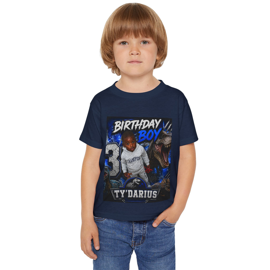 Birthday Boy Toddler T‑Shirt — Personalized 'Ty'Darius' Dino Party Shirt