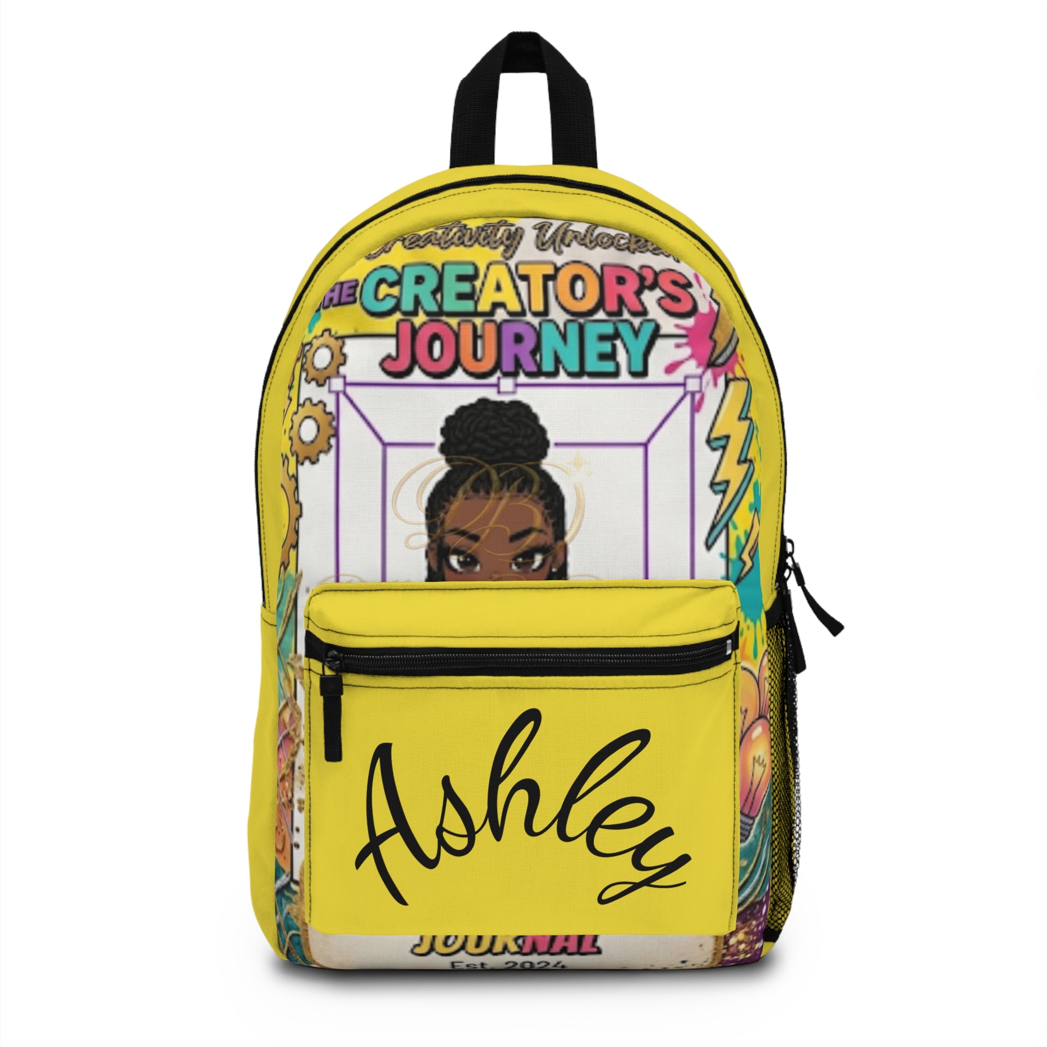 The Creator's Journey Backpack — Personalized "Ashley" Yellow Artist Journal Pack