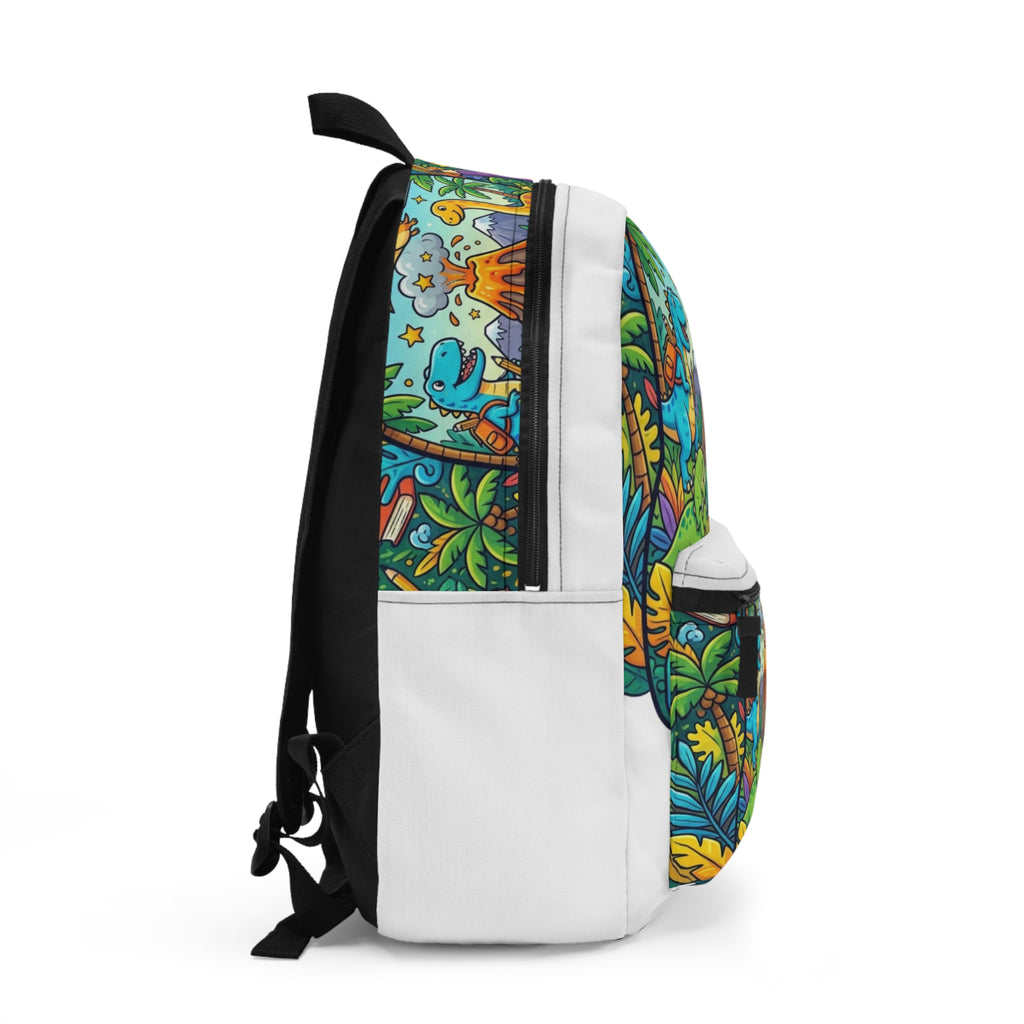 Kids' Dino Scene Backpack – Colorful Volcano & Dinosaur School Bag