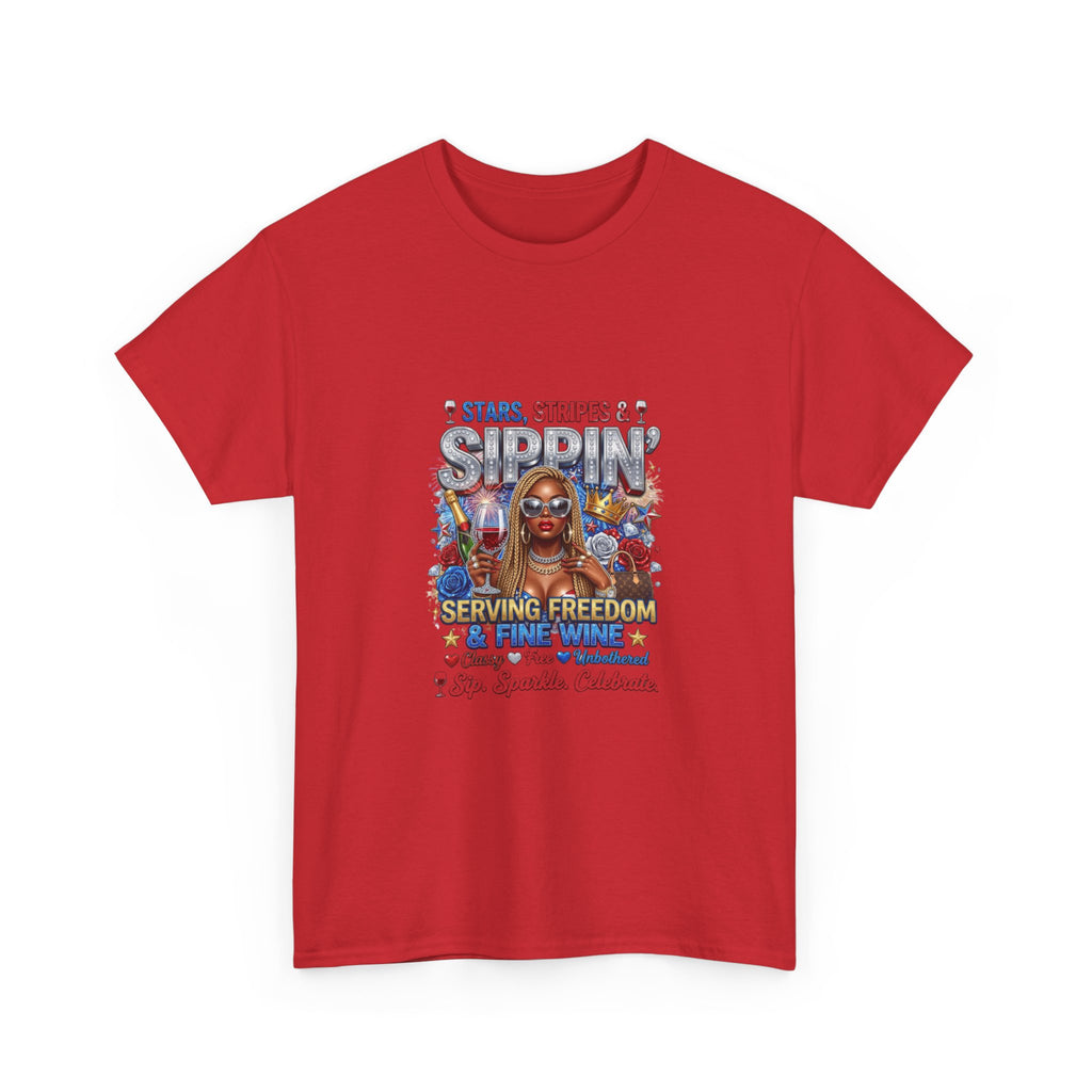 T-Shirt — “Stars, Stripes & Sippin’” Patriotic Serving Freedom Tee