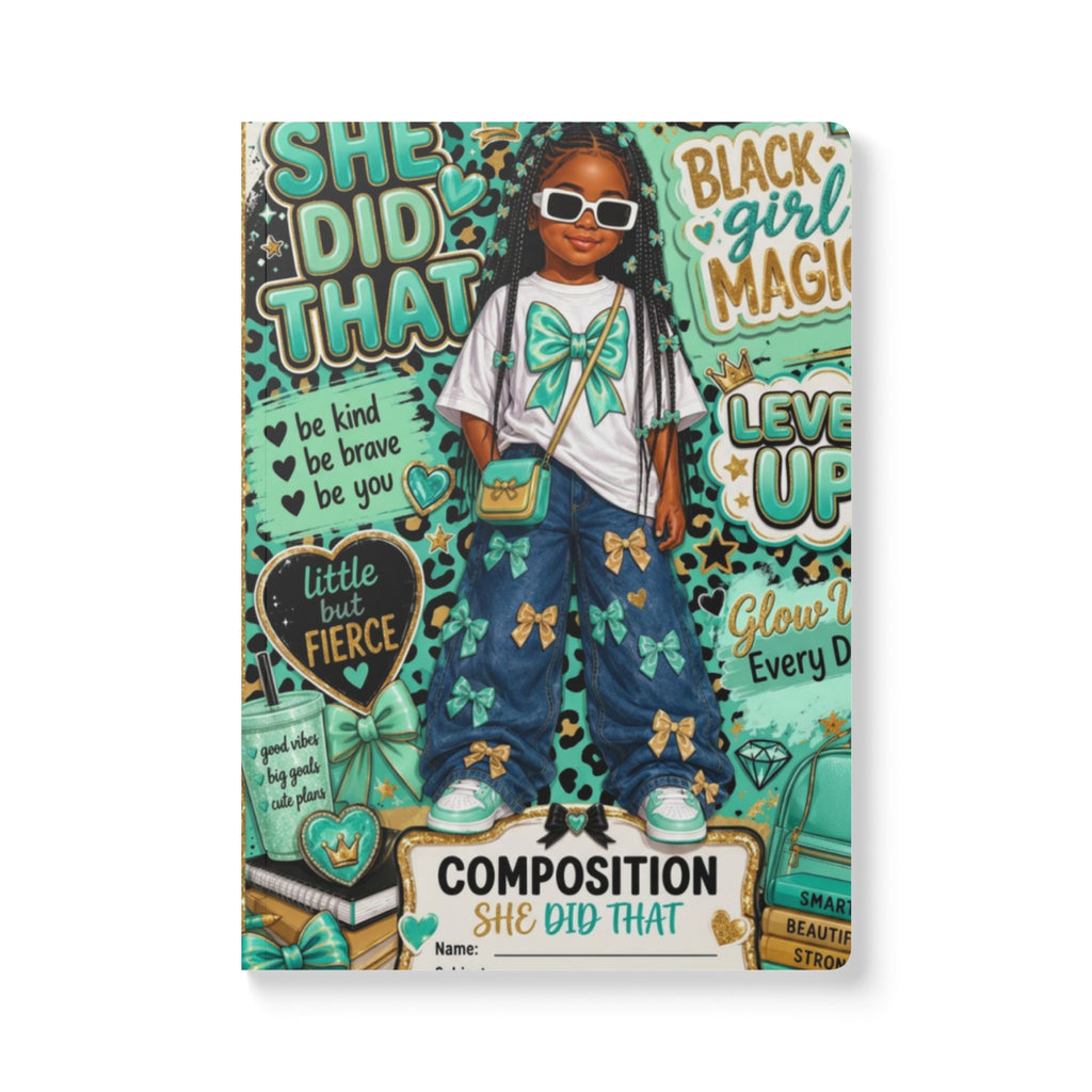 She Did That Composition Journal — "Dream It. Believe It. Own It." Empowerment Notebook for Girls