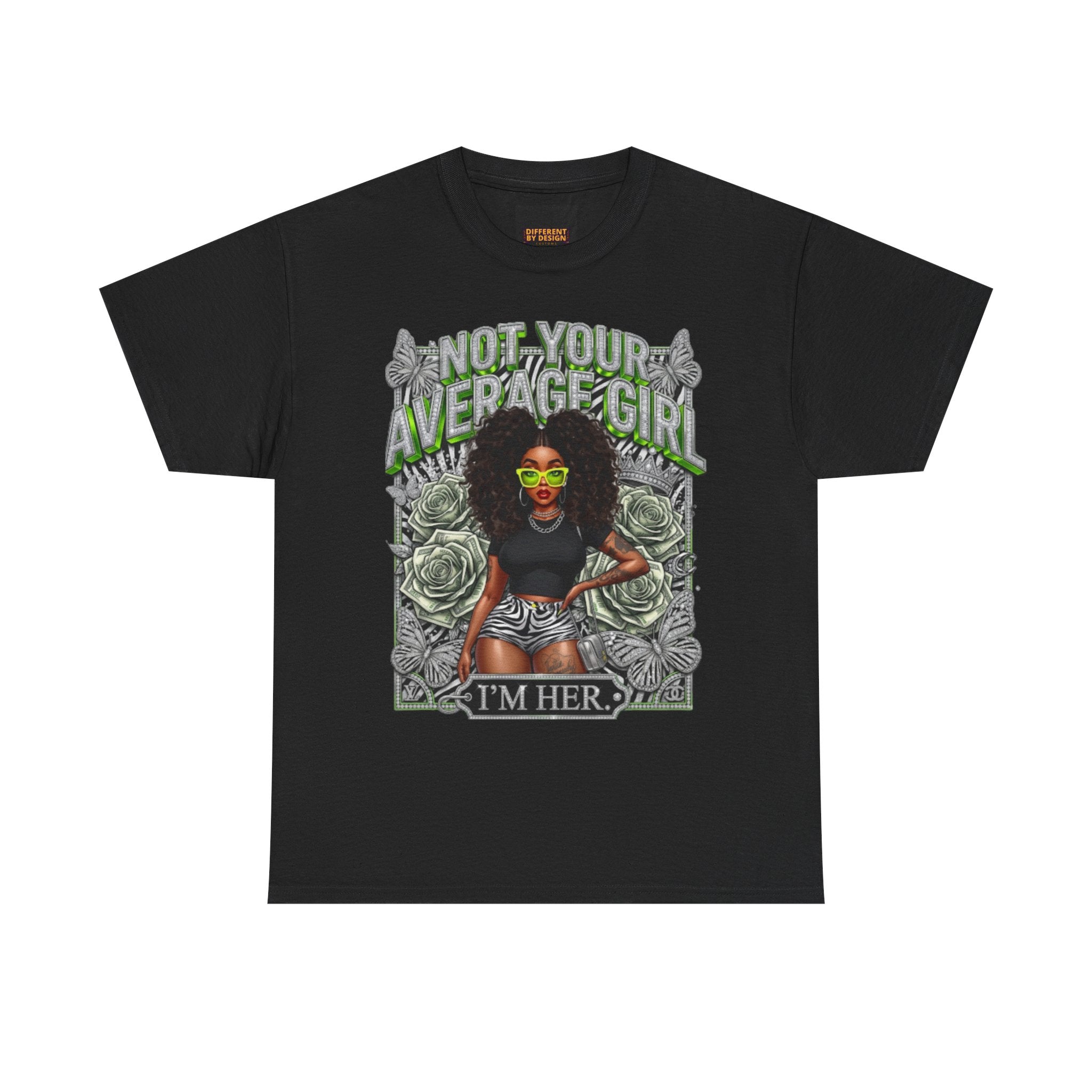 Not Your Average Girl Graphic Tee — "I'm Her" Afrocentric Rose Design