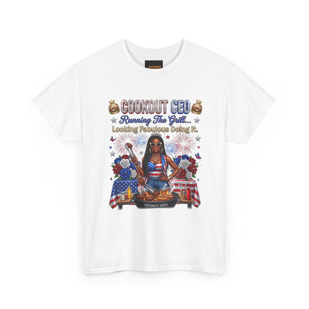 Coconut Gel Patriotic Graphic Tee — "Running The World, Leading The Movement"