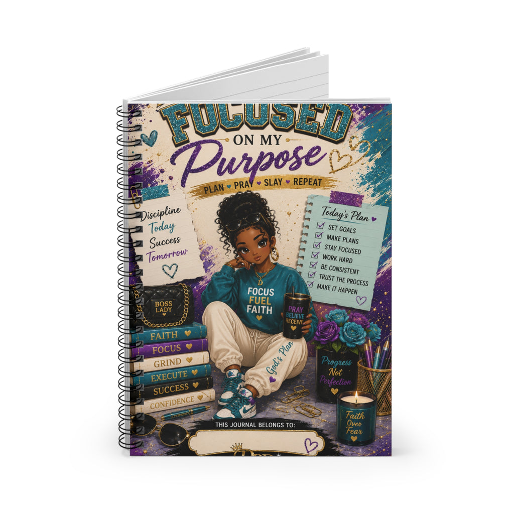 Focused on My Purpose Spiral Notebook — 'Focus Fuel Faith' Ruled Journal for Planning & Motivation