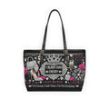 Tote Bag — "Black Card Energy" PU Leather Shoulder Tote with Glam Fashion Design