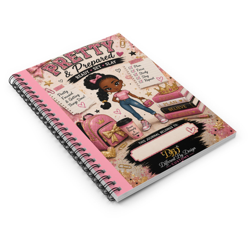 Pretty & Prepared Spiral Notebook — "Ready • Set • Slay" Ruled Journal for Girls