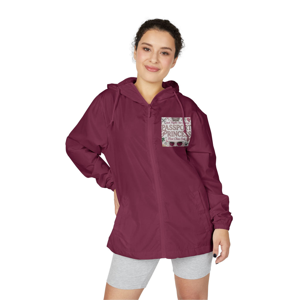 Windbreaker Jacket — "Passport Princess" Travel Graphic — First Class Travel Windbreaker