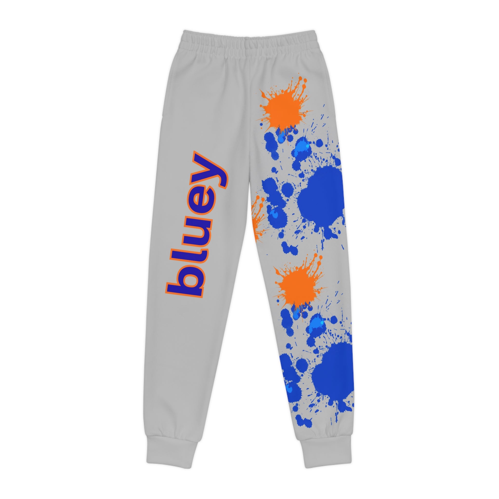 Youth Joggers — Blue and Orange Paint Splatter AOP Tracksuit Pants