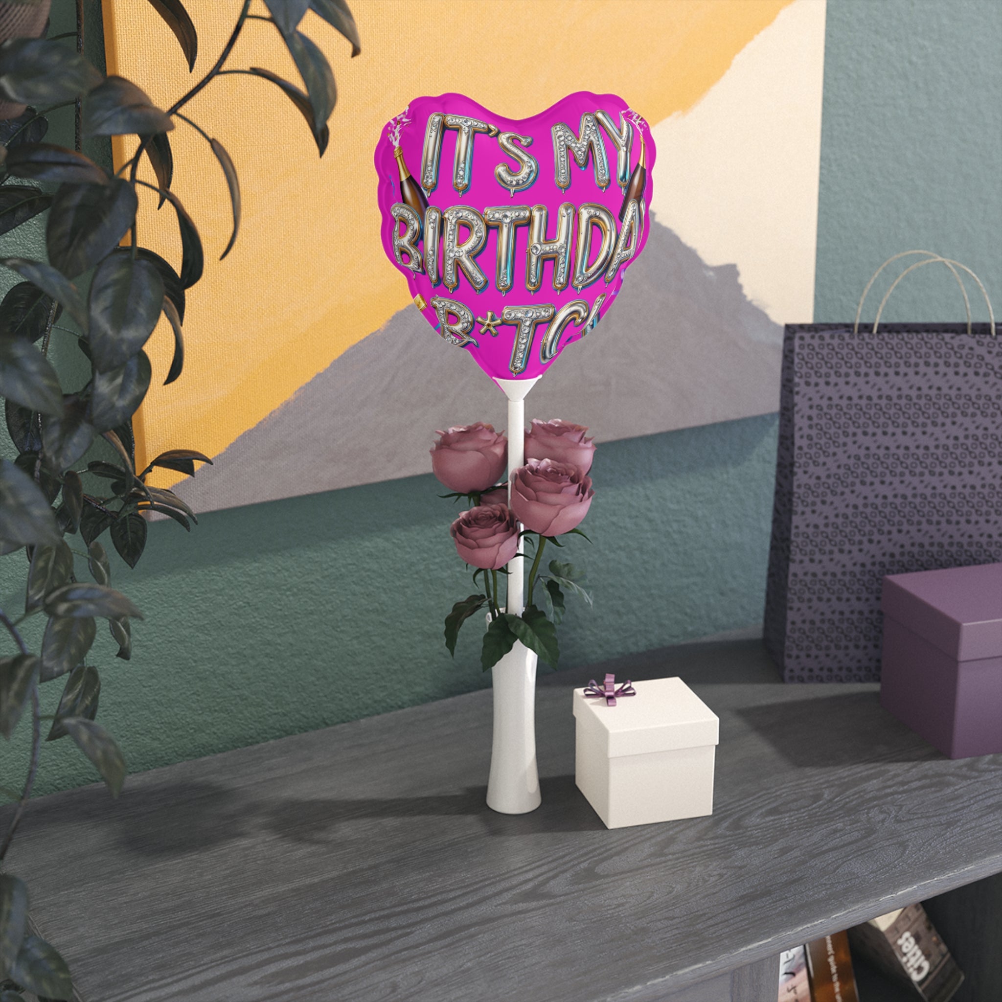 6" Heart Balloon — "It's My Birthday B*tch" Pink Foil Party Balloon