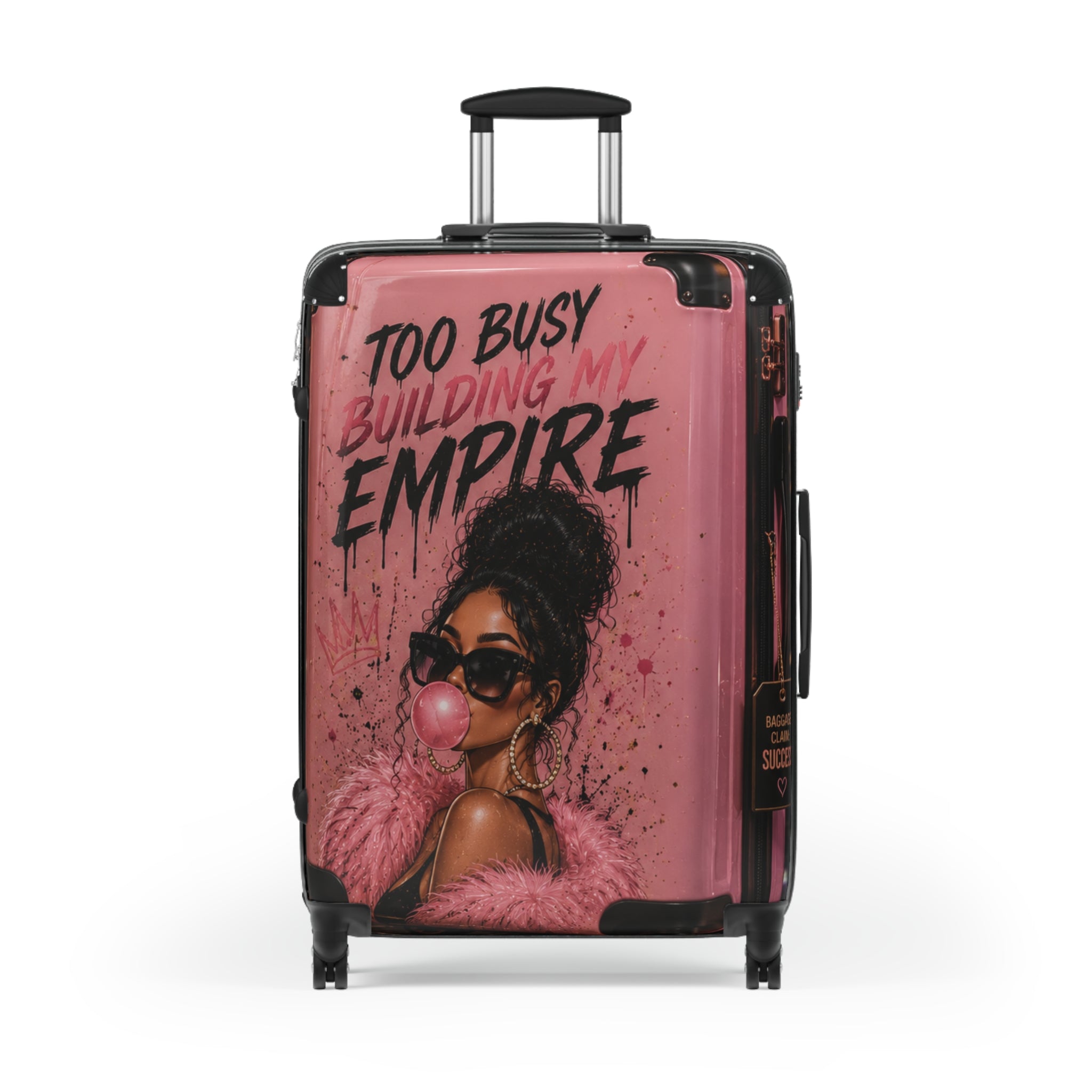 Suitcase — "Too Busy Building My Empire" Pink Boss Lady Carry-On