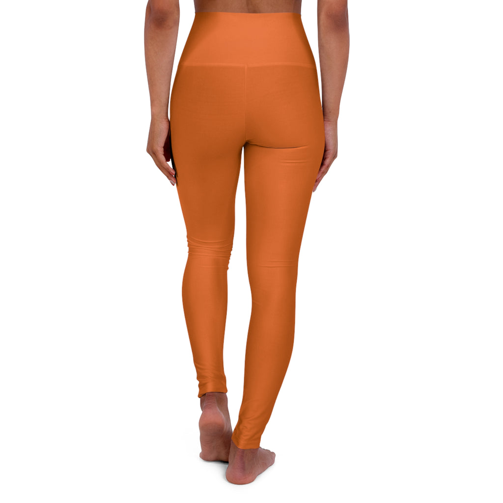 High-Waist Yoga Leggings — Burnt Orange Graphic Fit