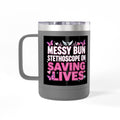 15oz Travel Mug Tumbler – “Bun Hope on Riding Vibes” Pink Butterfly Coffee Mug