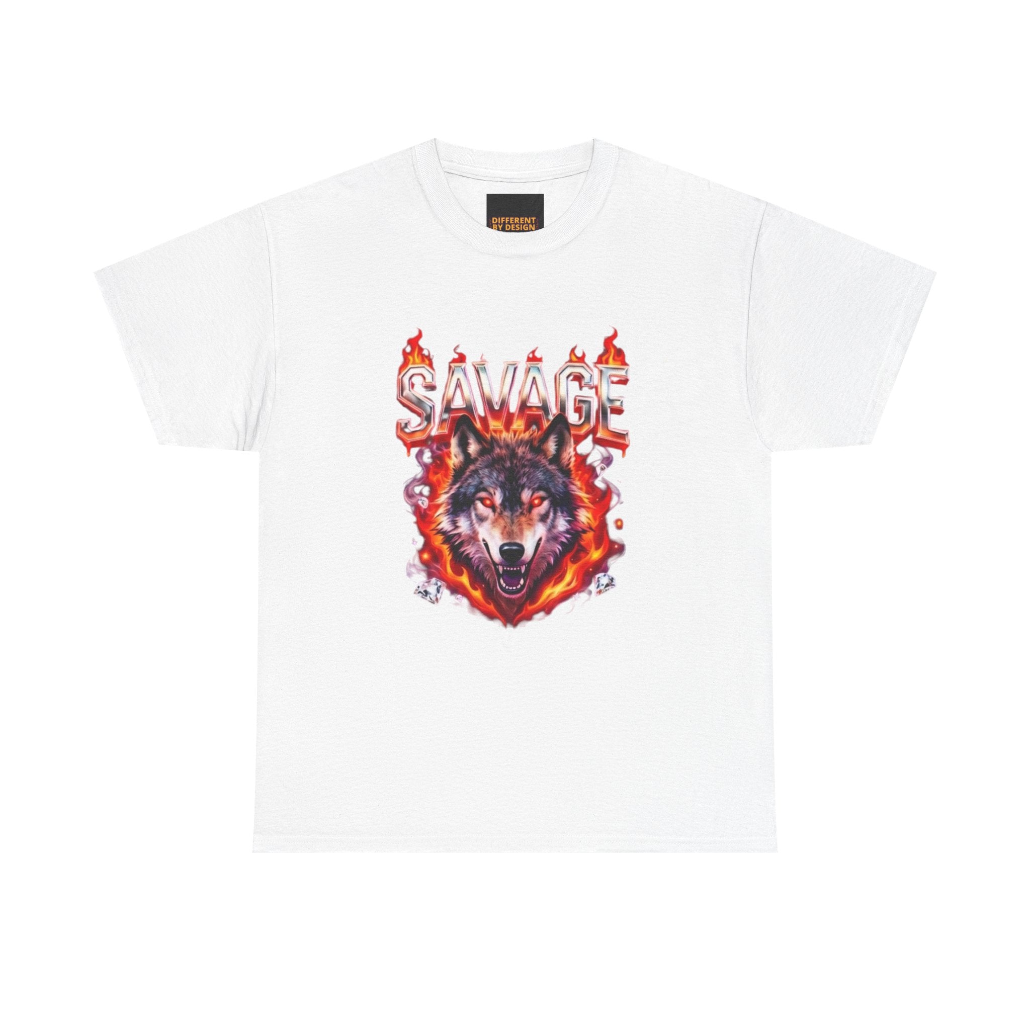 Savage Wolf Flame T-Shirt — Fiery Wolf Graphic Tee