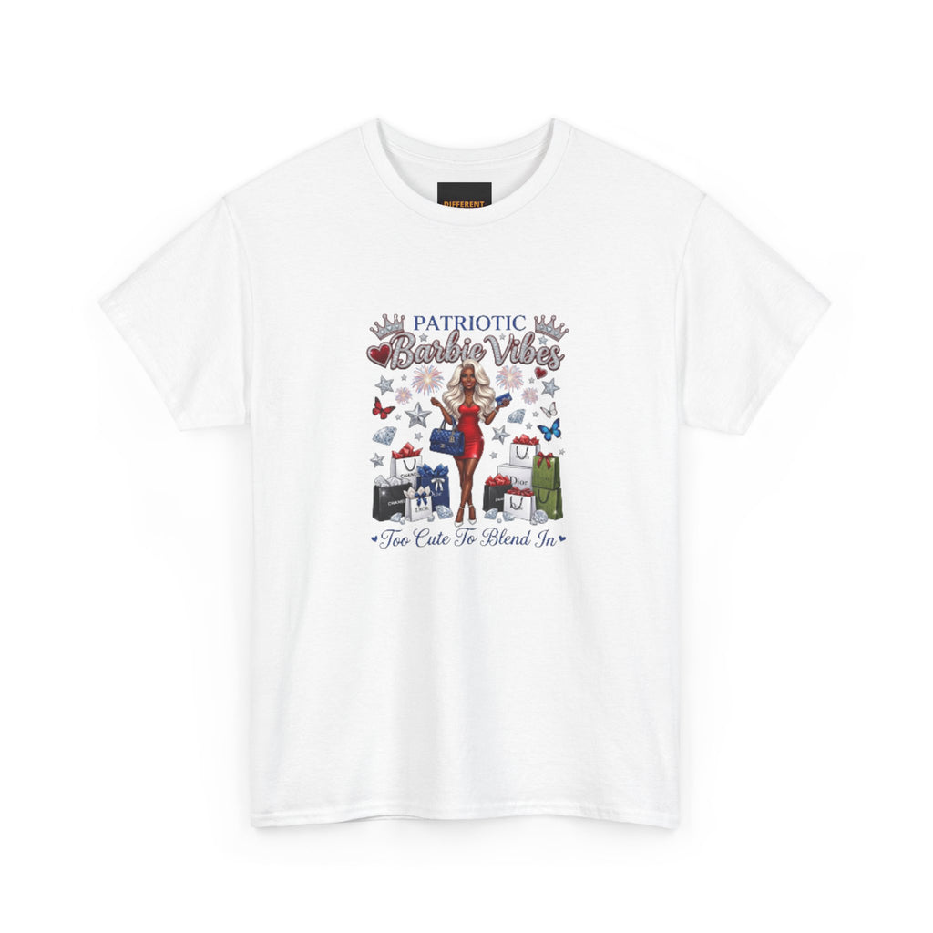 Patriotic Beachy Vibes Tee — "Too Cute to Blend In" Graphic T-Shirt