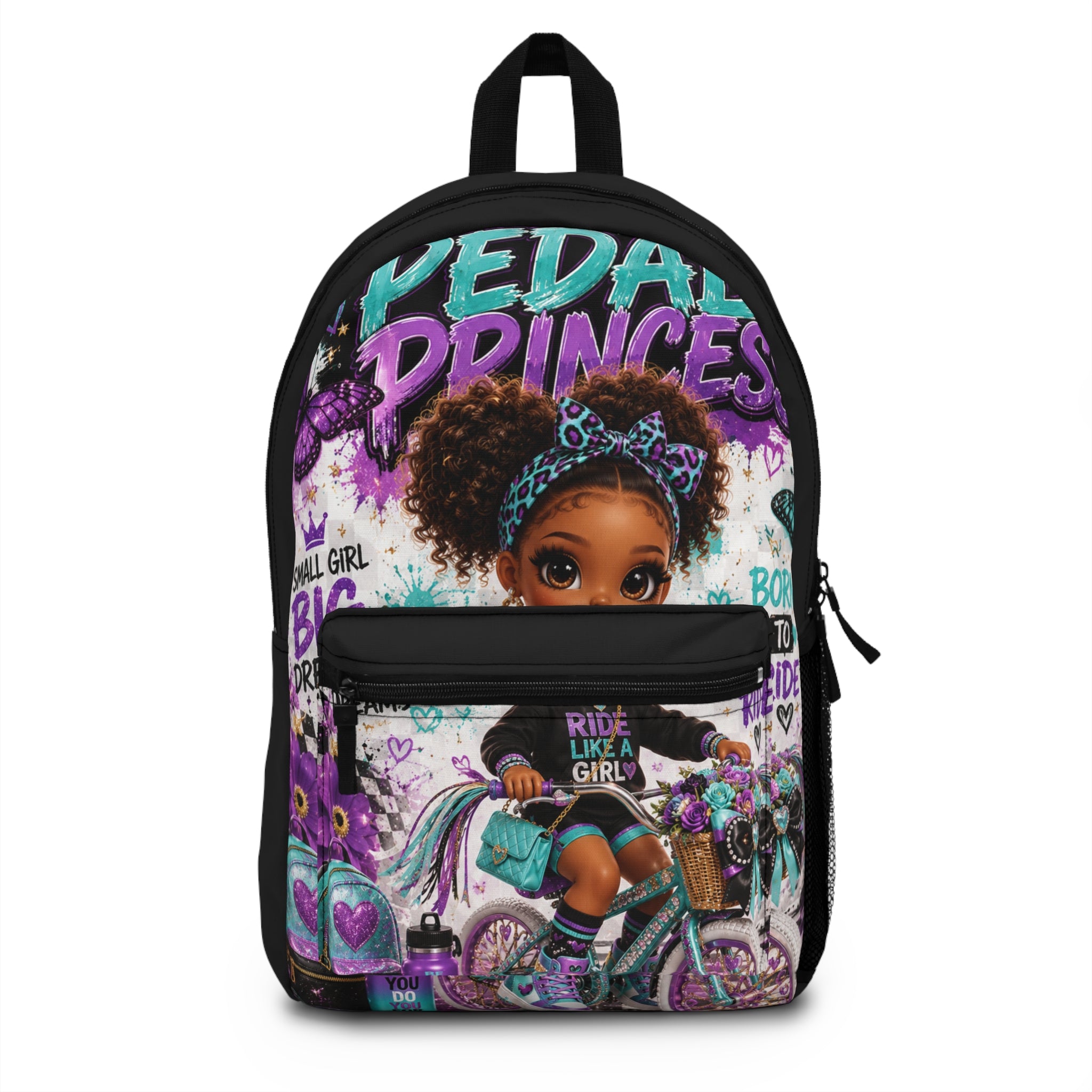 Backpack — 'Pedal Princess' Cute Afro Girl Bike Backpack for Kids