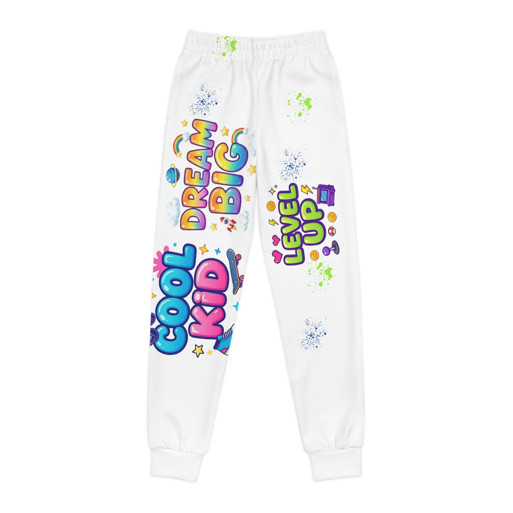 Youth Joggers — "Cool Kid, Dream Big, Level Up" Graphic Sweatpants for Kids
