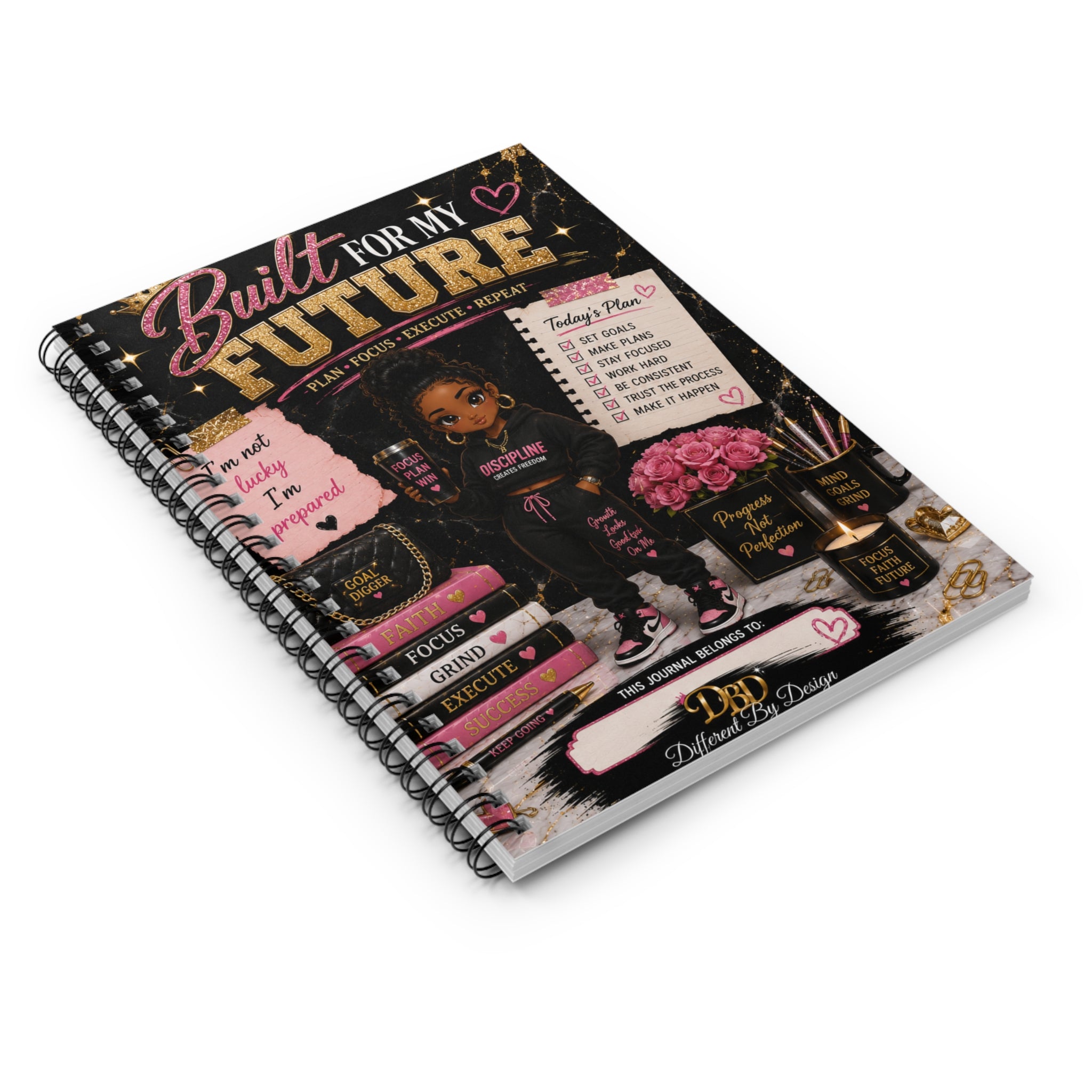 Built for My Future Spiral Notebook — Motivational Ruled Journal for Goal Planning & Daily To-Do