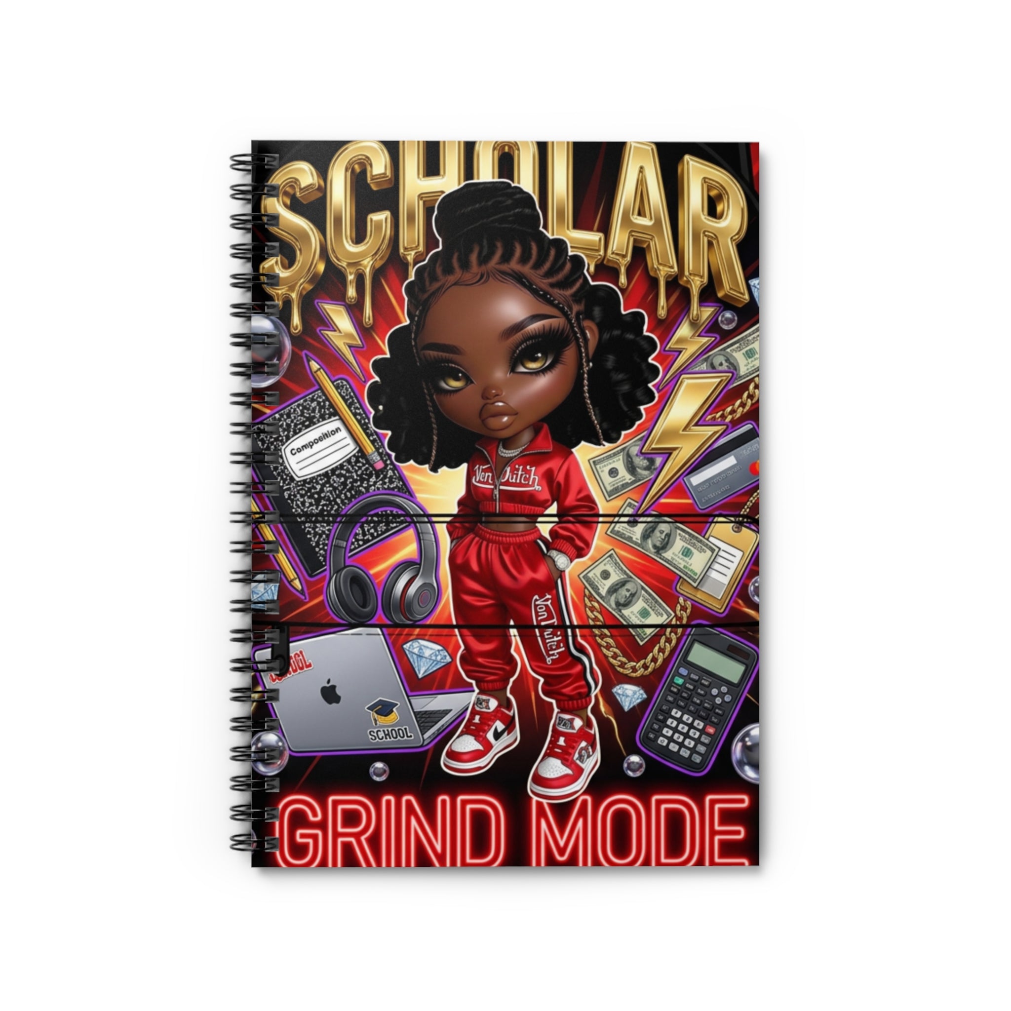 Notebook — Scholar 'Grind Mode' Motivational Spiral Notebook