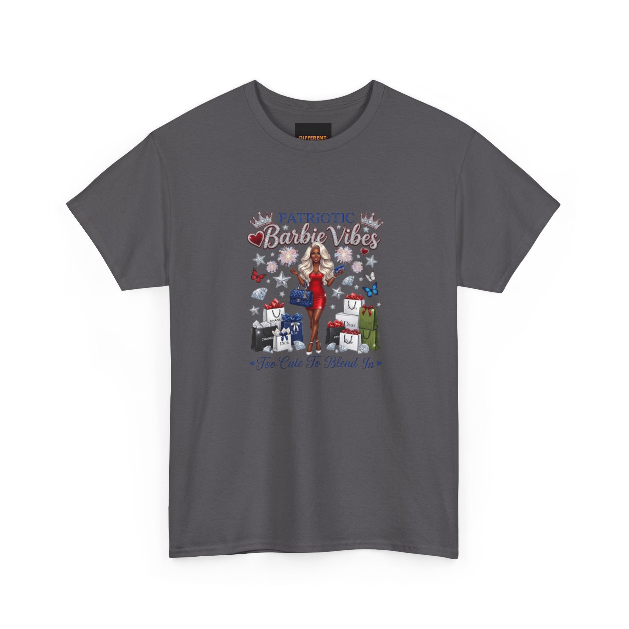 Patriotic Beachy Vibes Tee — "Too Cute to Blend In" Graphic T-Shirt