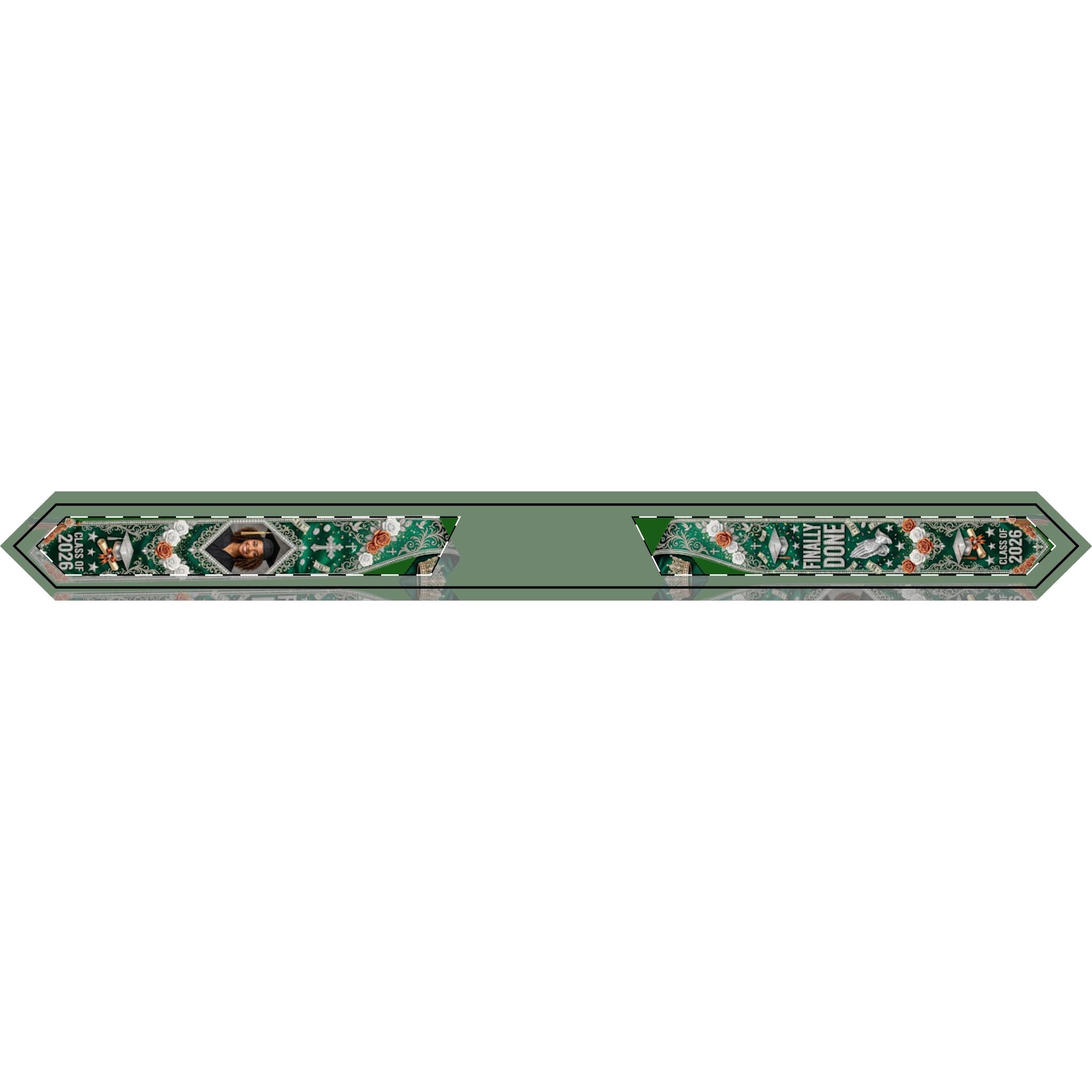 Graduation Stole — Custom Satin-Poly Green Commencement Stole