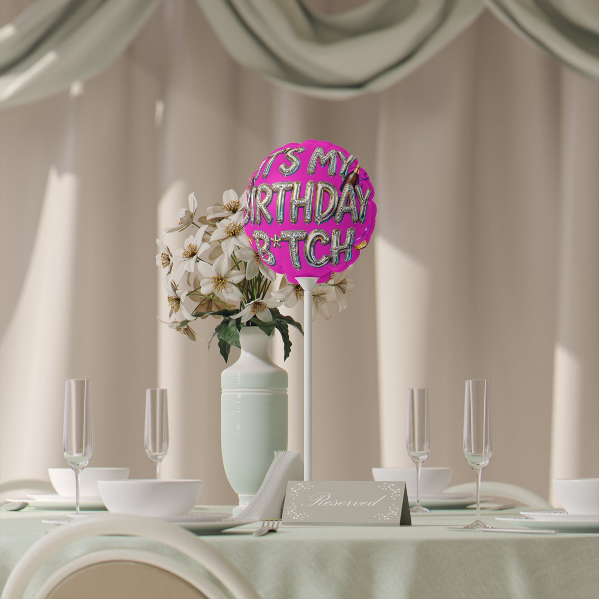 6" Heart Balloon — "It's My Birthday B*tch" Pink Foil Party Balloon