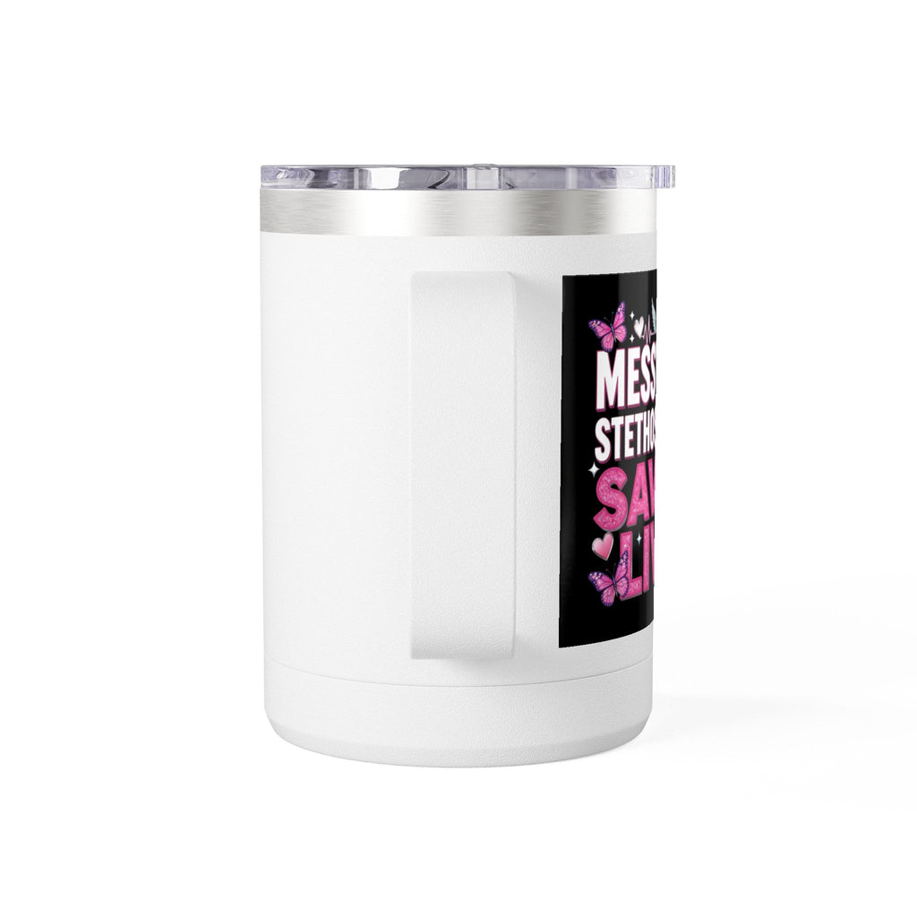 15oz Travel Mug Tumbler – “Bun Hope on Riding Vibes” Pink Butterfly Coffee Mug
