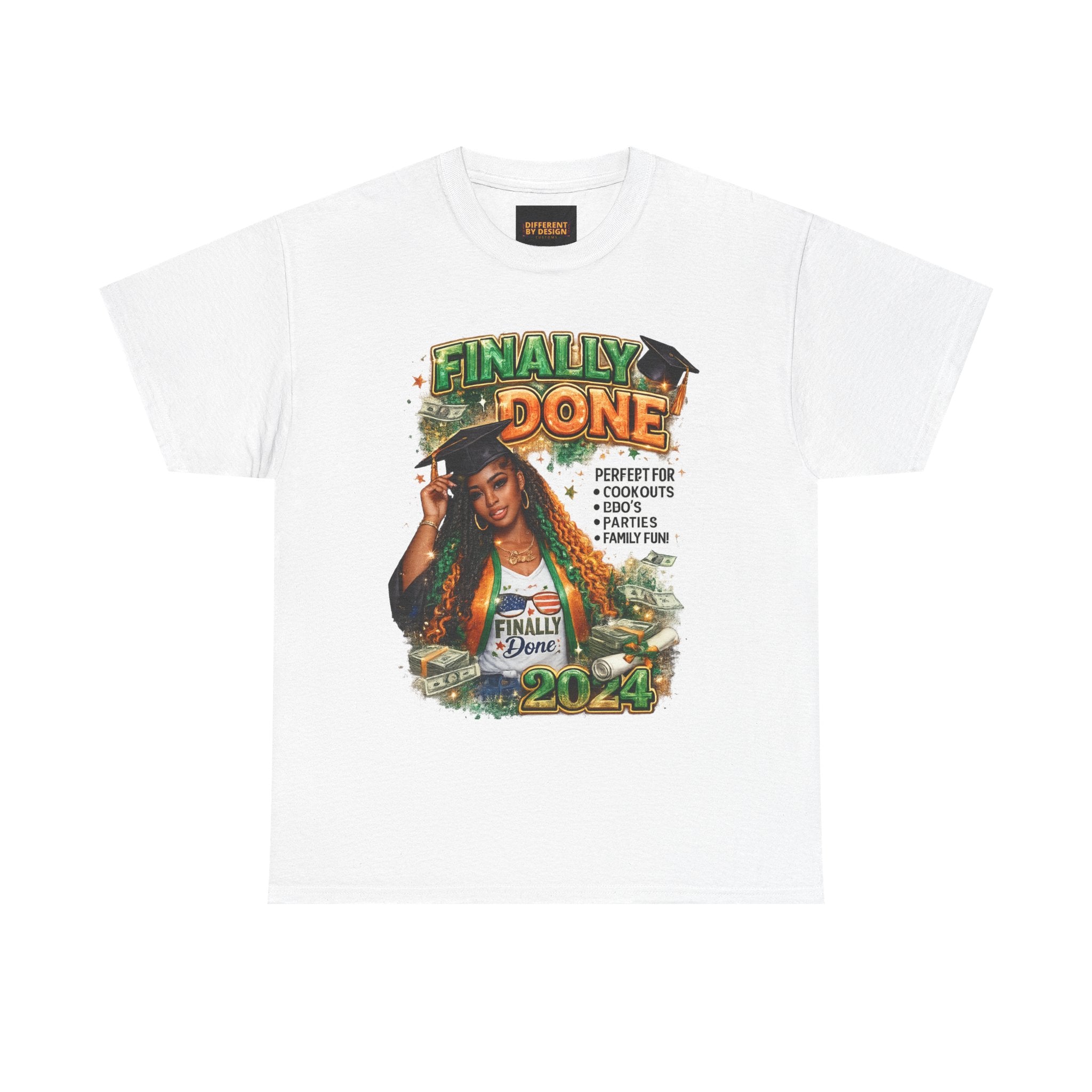 Graduation 'Finally Done' T-Shirt – Class of 2024 Celebration Tee