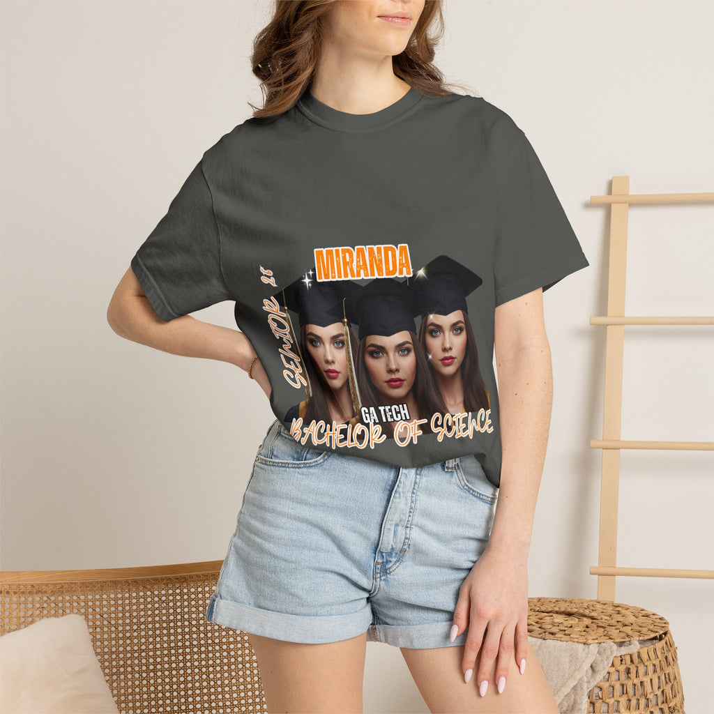 Graduation Photo Collage T-Shirt — Personalized Miranda GA Tech Grad Cap Tee