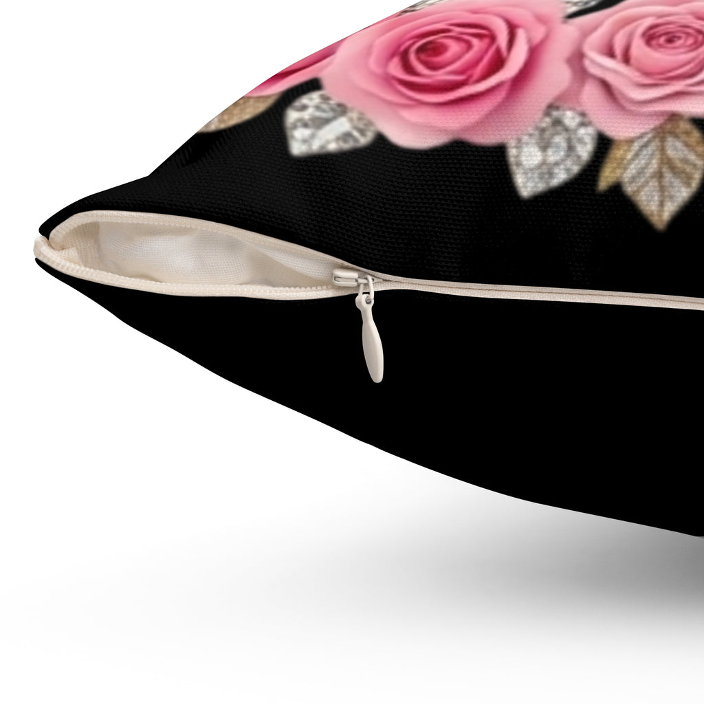 Queen Decorative Pillow — Rose Crown Accent Pillow for Her