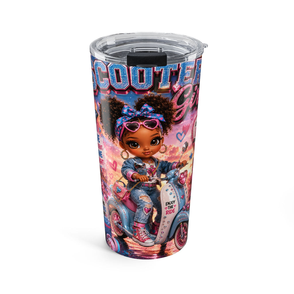 20oz Scooter Girl Tumbler — Cute Retro Scooter Design, Insulated Travel Cup