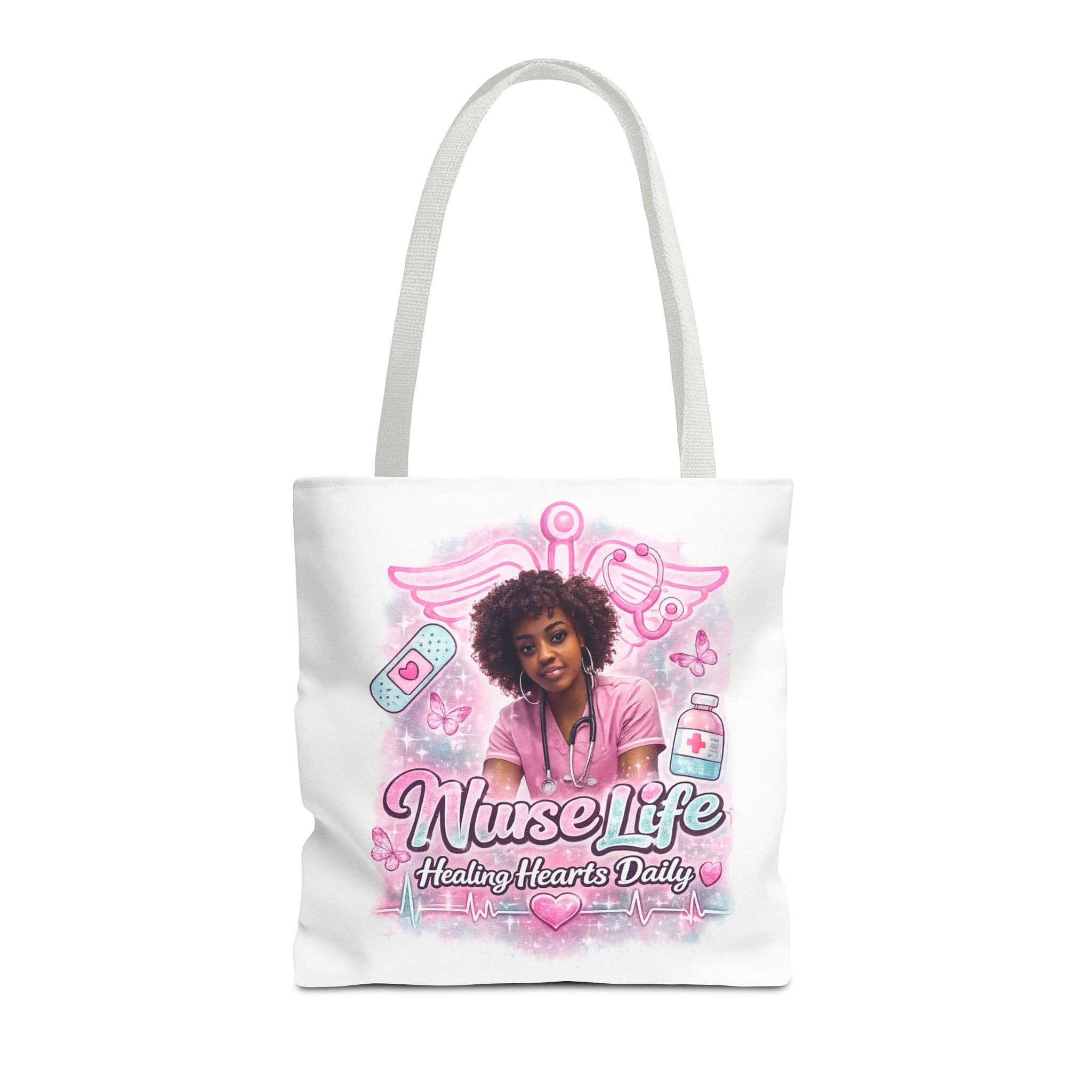 Nurse Life Tote Bag — 'Nurse Life: Healing Hearts Daily' Pink Medical AOP Tote