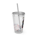 16oz Sunsplash Tumbler with Straw — 'Red, White & Wine' Patriotic Wine Lover Cup