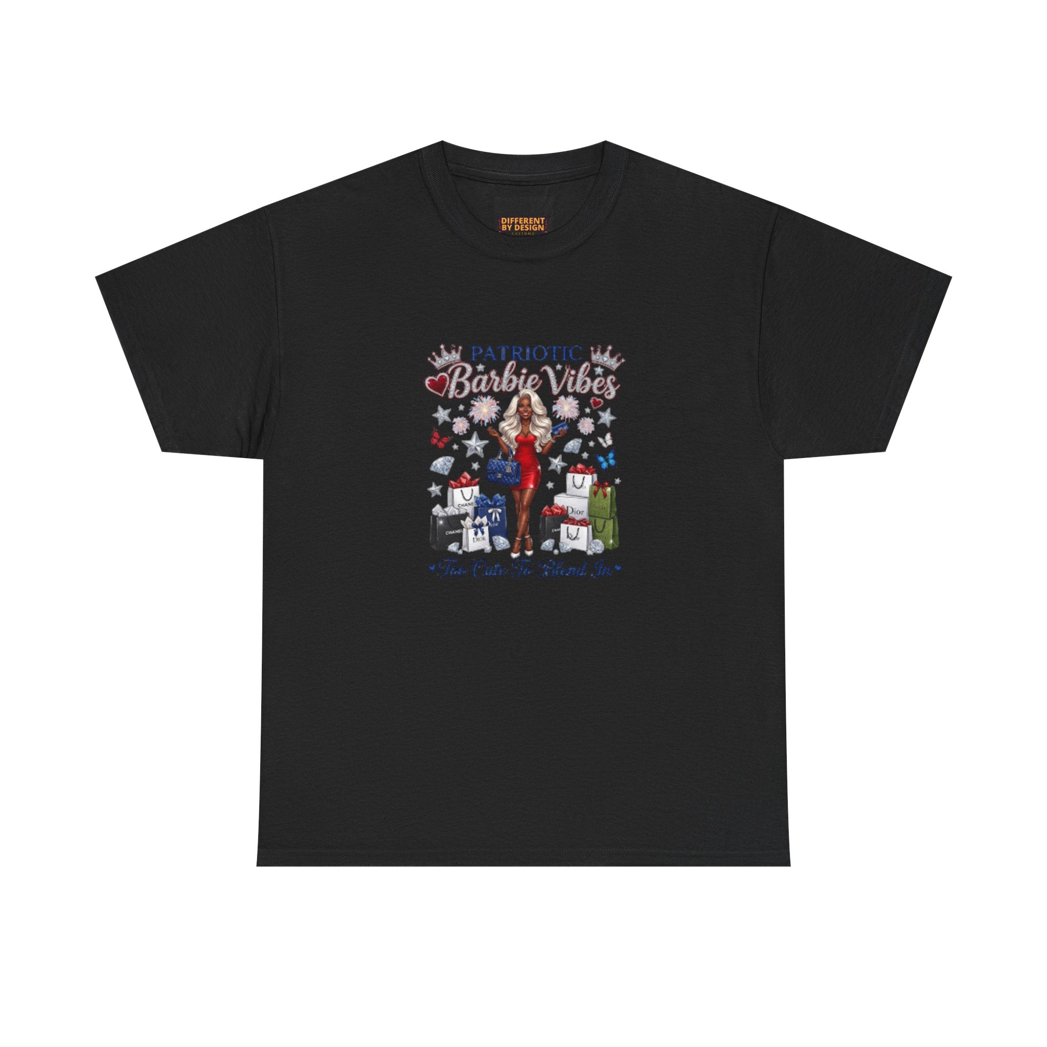 Patriotic Beachy Vibes Tee — "Too Cute to Blend In" Graphic T-Shirt