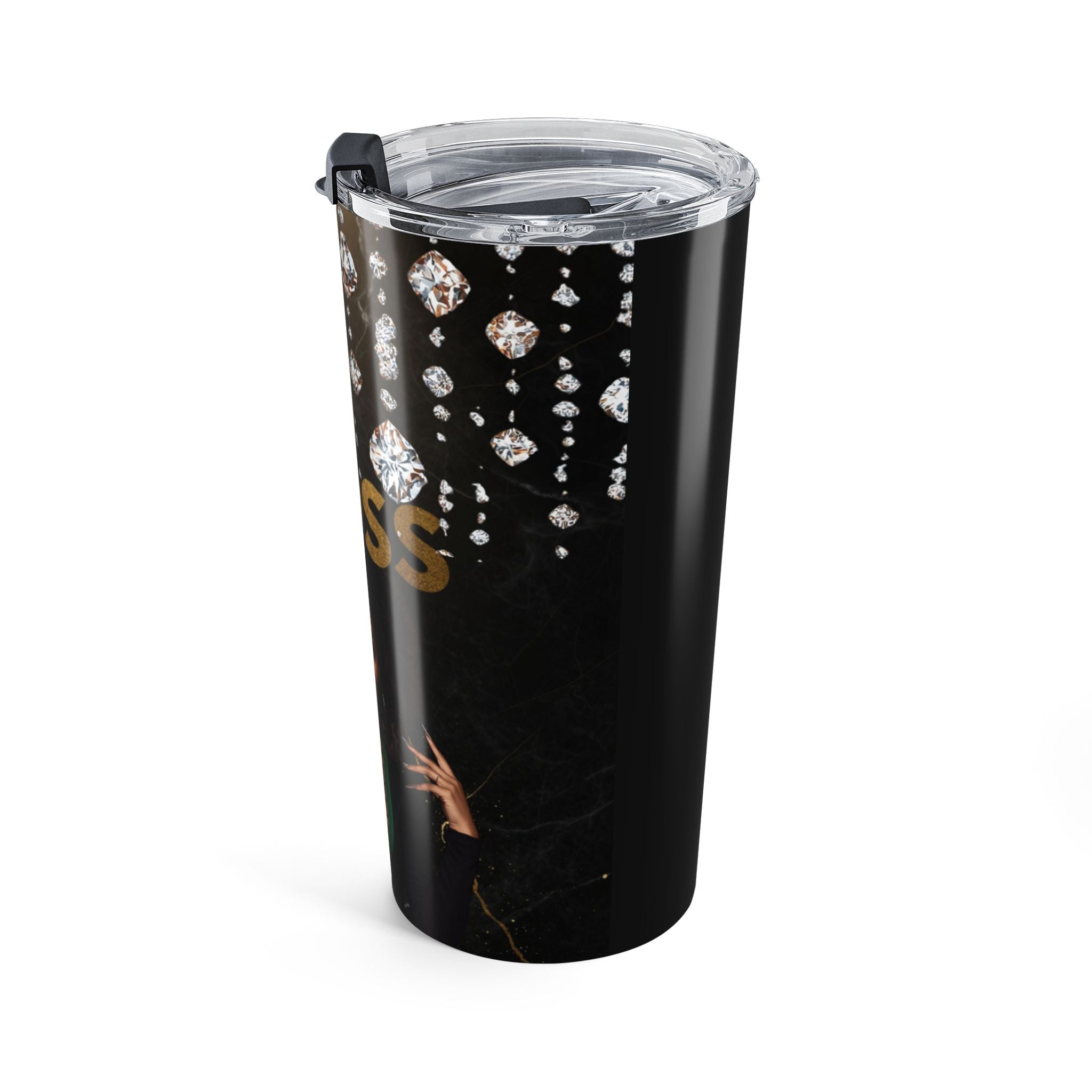 Boss Queen 20oz Tumbler — Empowering Black Woman Design with Gold 'BOSS' & Crystals