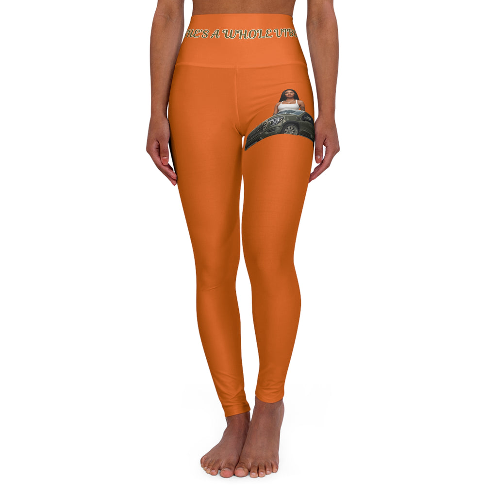 High-Waist Yoga Leggings — Burnt Orange Graphic Fit