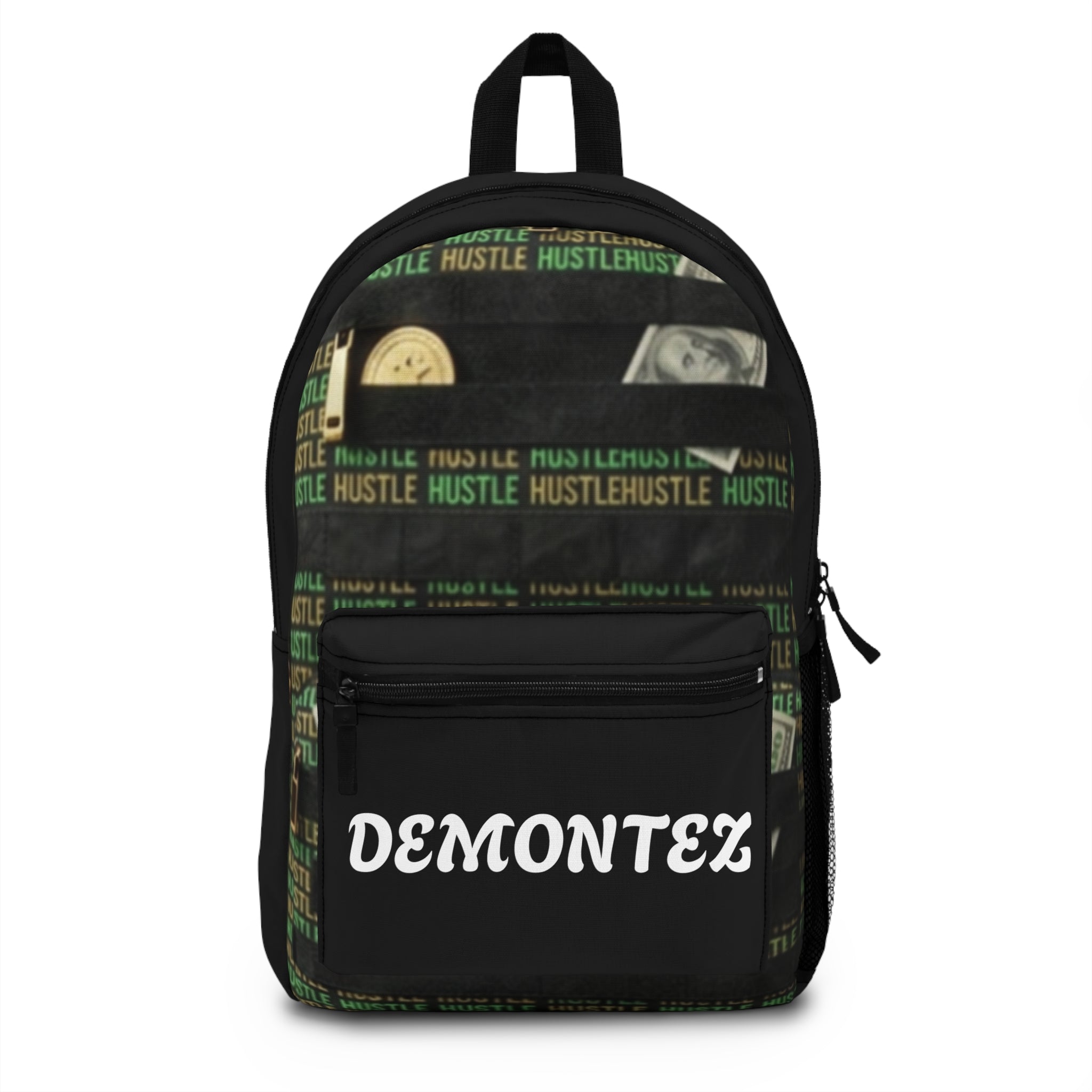 Hustle Money Personalized Backpack – 'DEMONTEZ' Printed Casual Daypack