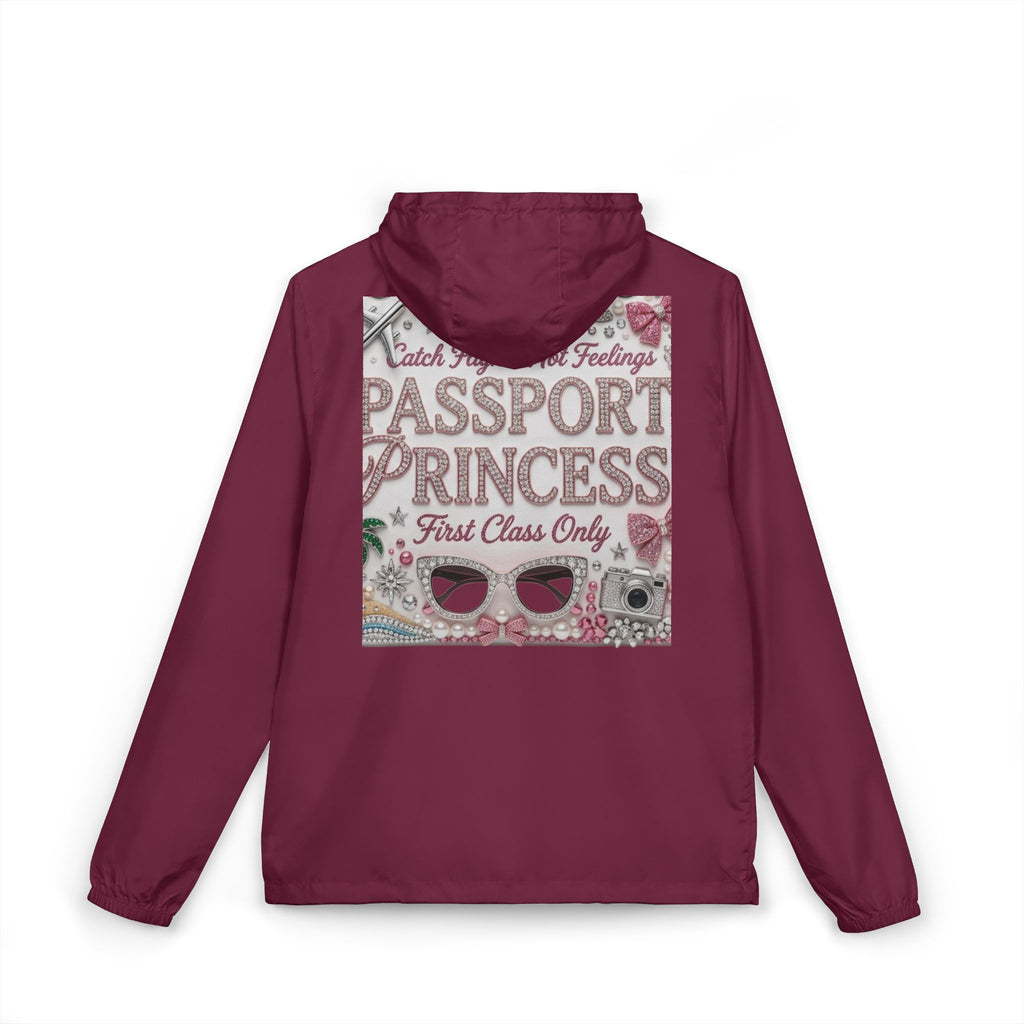 Windbreaker Jacket — "Passport Princess" Travel Graphic — First Class Travel Windbreaker