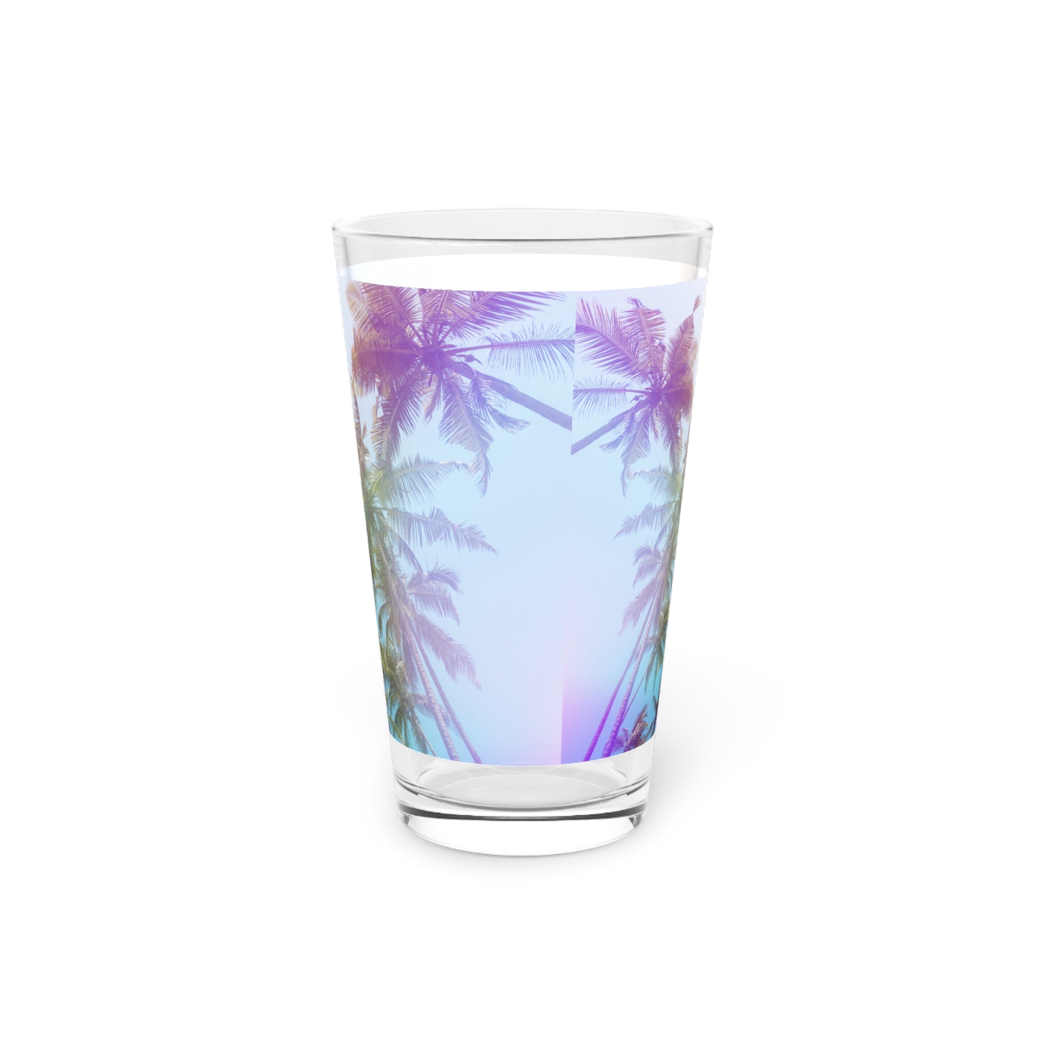 Tropical Palm Pint Glass — 16oz Sunset Beach Drinking Glass