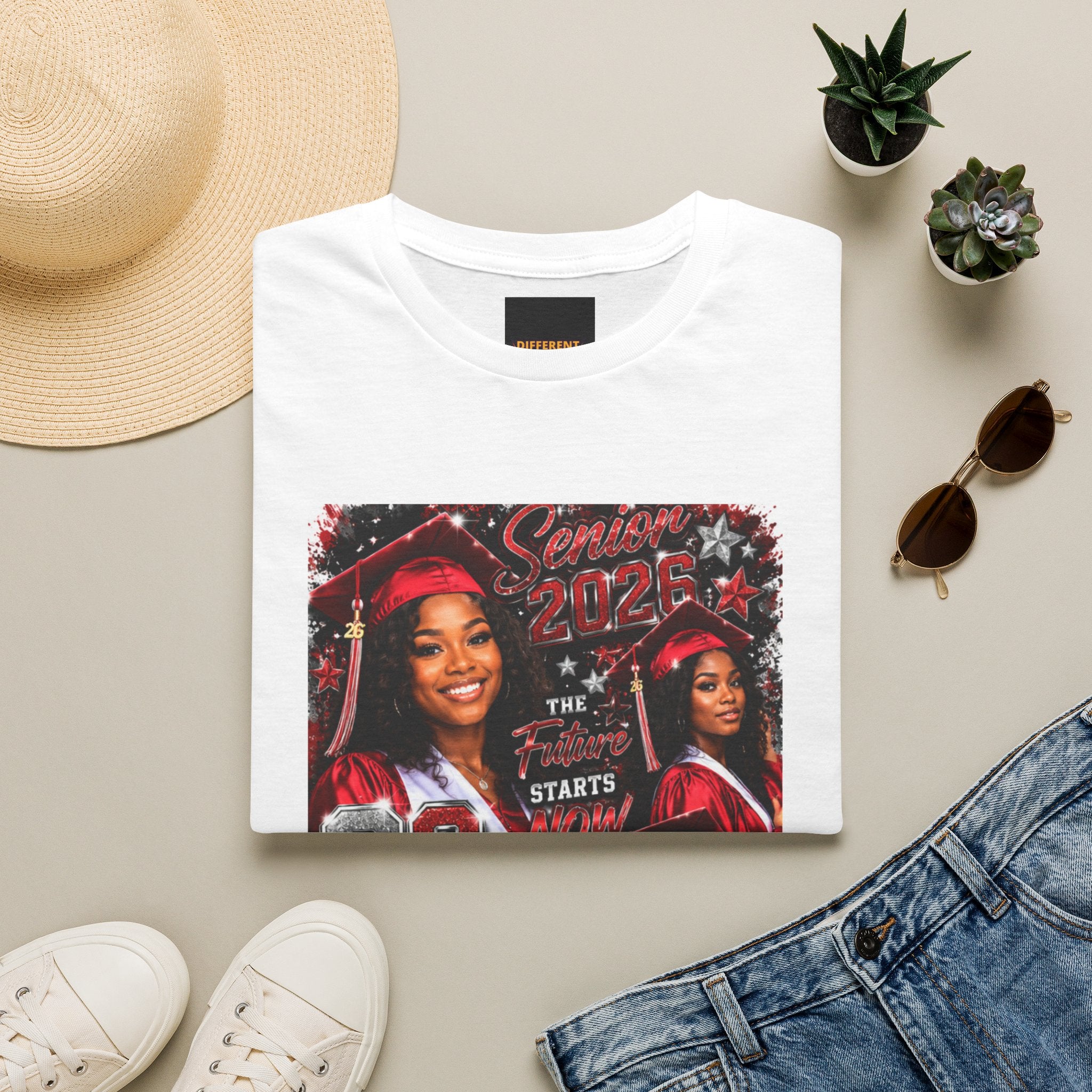 Senior 2026 Graduation T-Shirt — "The Future Starts Now" Cap & Gown Design