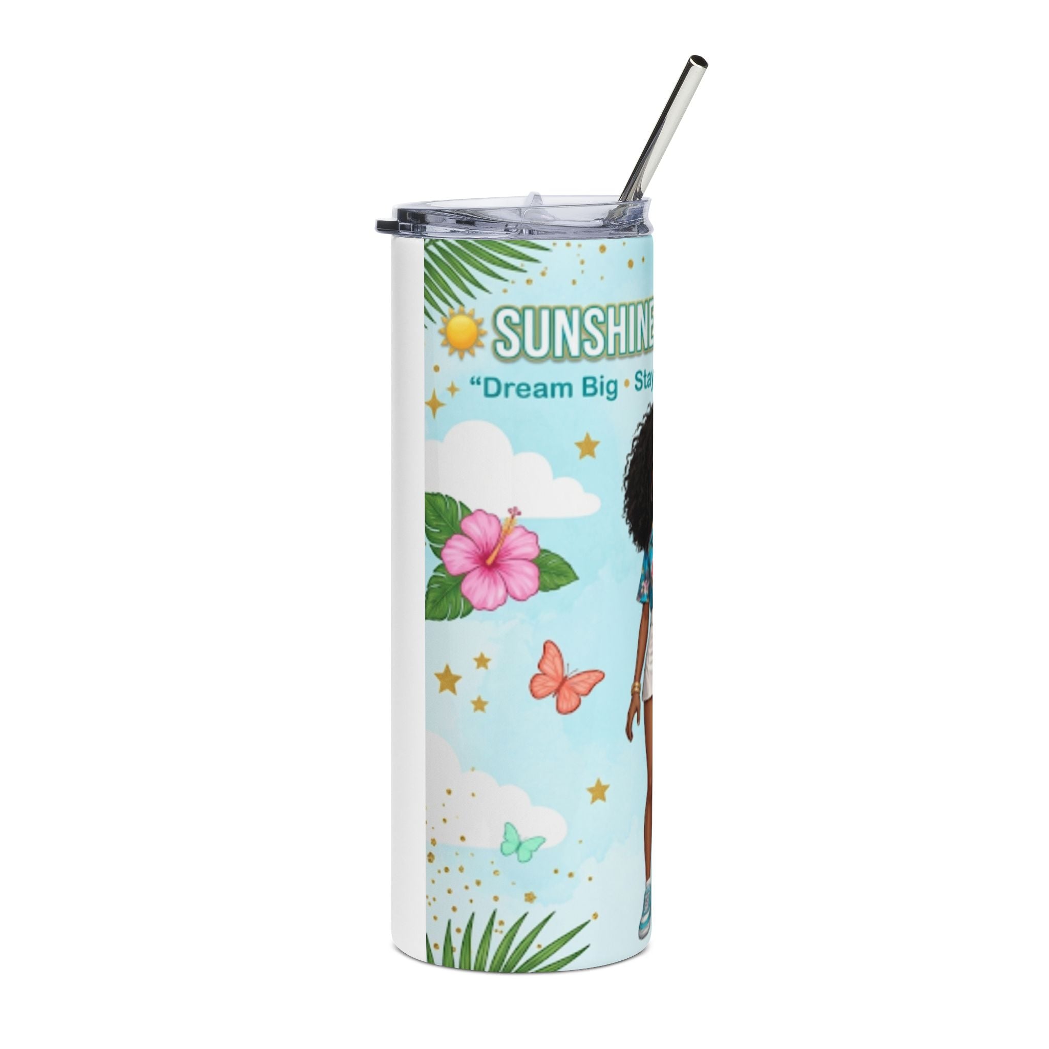 Sunshine State of Mind 20oz Stainless Steel Tumbler — Afro Girl Summer Vibes