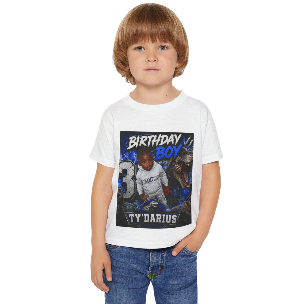 Birthday Boy Toddler T‑Shirt — Personalized 'Ty'Darius' Dino Party Shirt