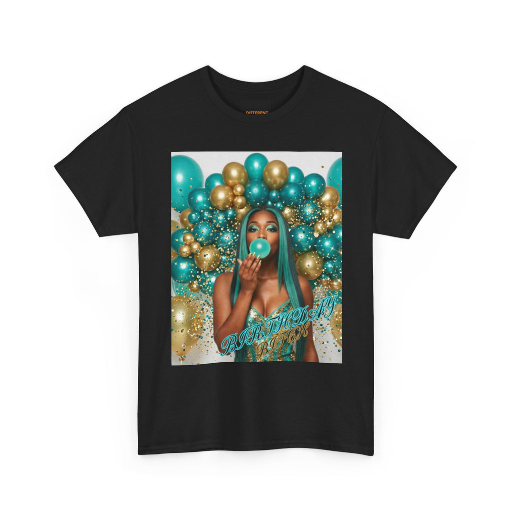 Birthday Balloons Tee — Teal & Gold Celebration Graphic T-Shirt