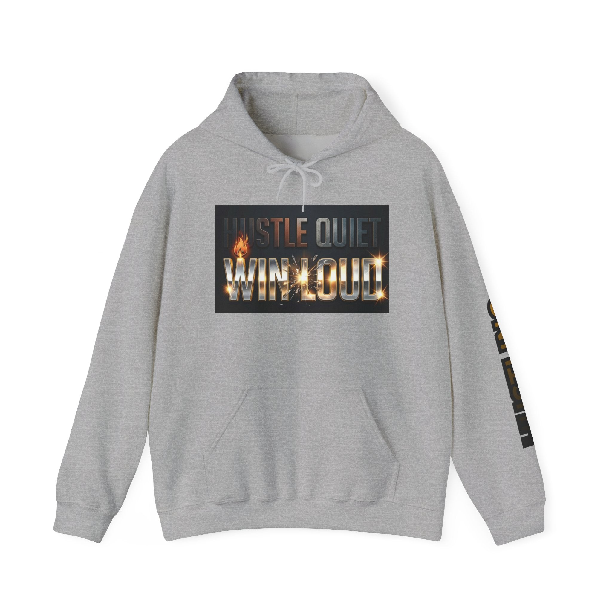 Hustle Quiet Win Loud Hoodie — Motivational Graphic Hooded Sweatshirt