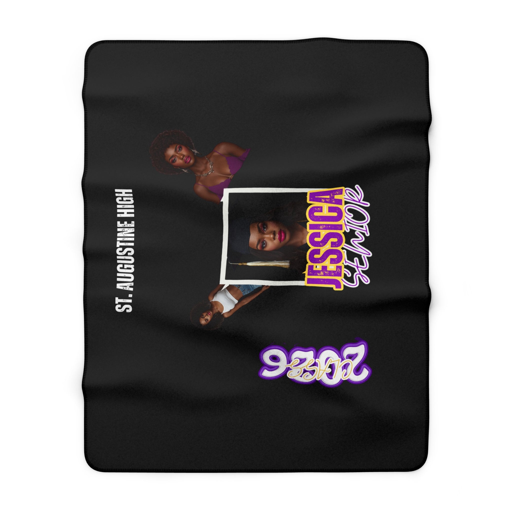 Personalized Graduation Sherpa Blanket - 'Jessica' St. Augustine High 2023 Keepsake