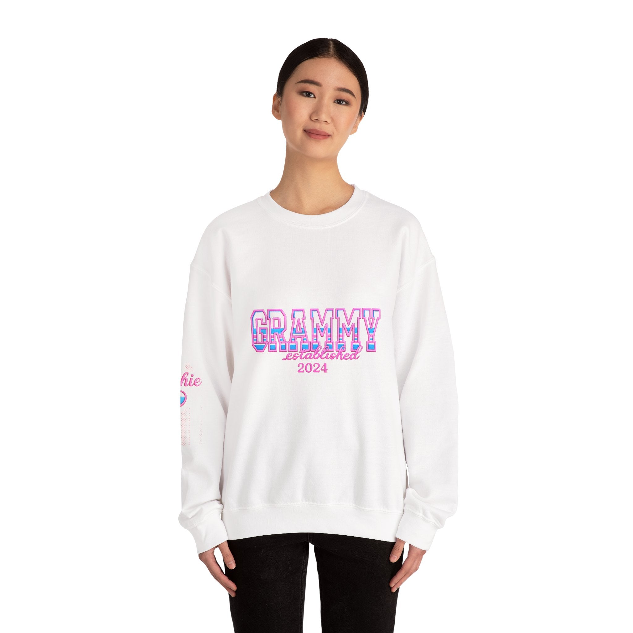 Grammy Established 2024 Crewneck Sweatshirt — Pink & Blue Retro Family Gift